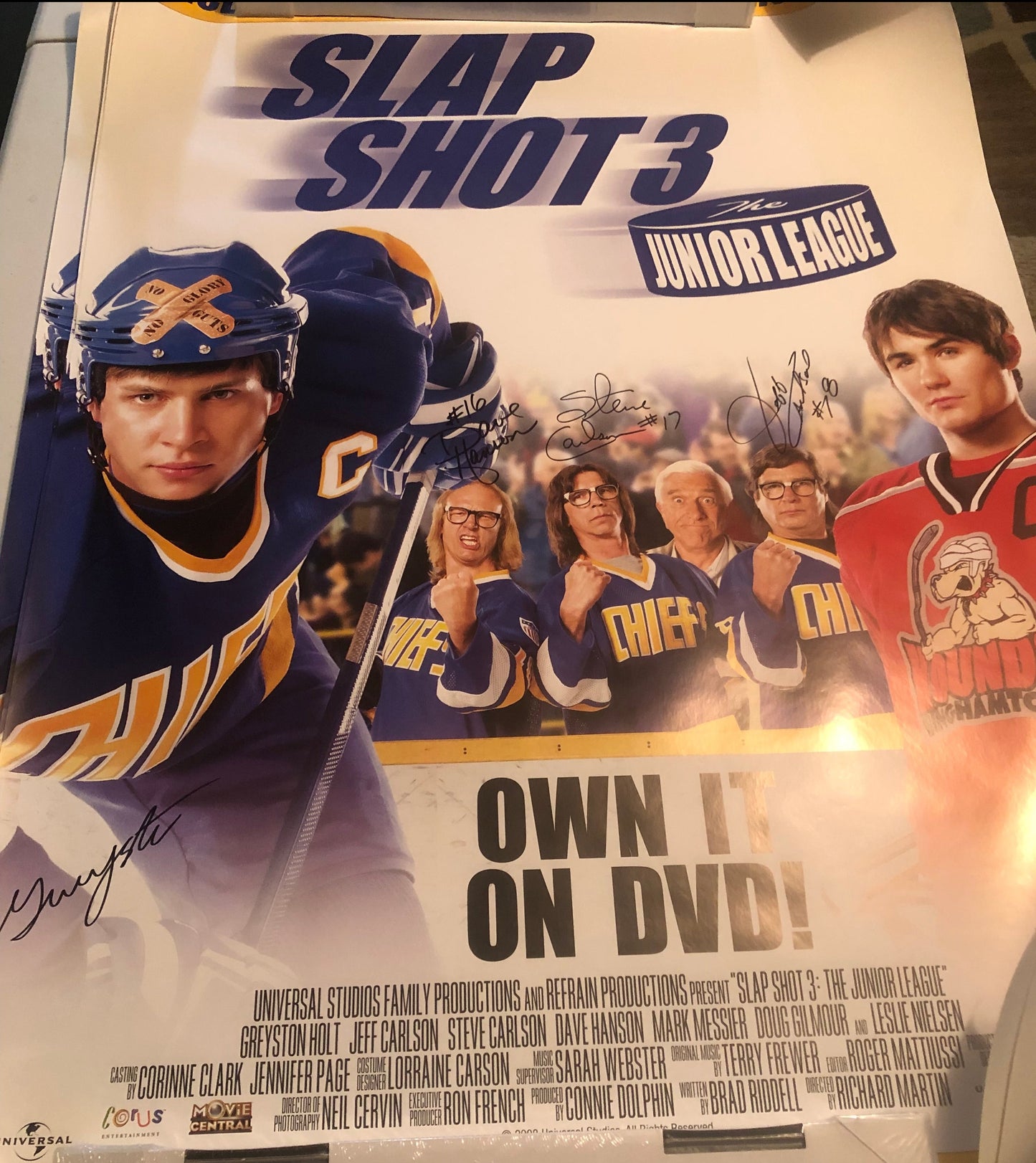 Autographed x4 Greyson Holt Slap Shot 3 Rare 1-sheet Promotional Movie Poster