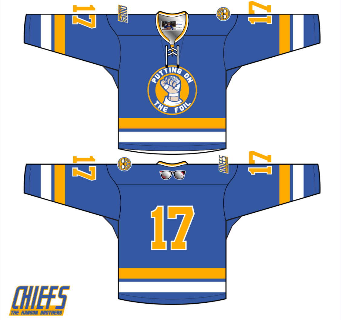 Autographed -Putting on the Foil Jersey Royal Blue