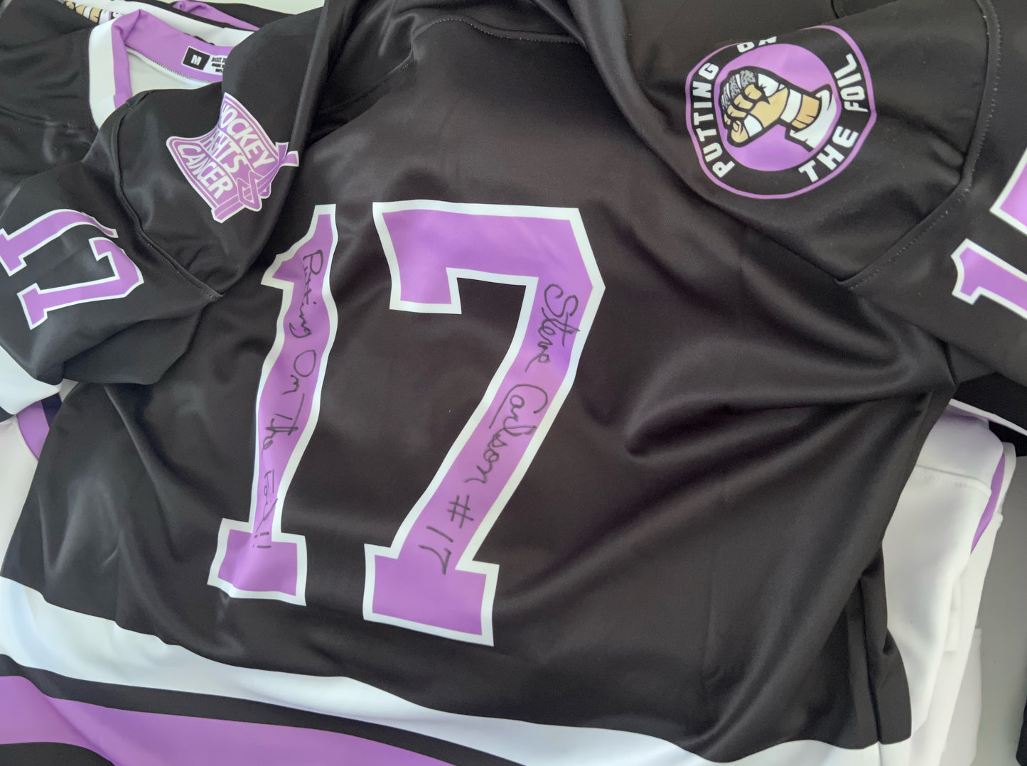 CHIEFS- Black Cancer Awareness Autographed Jersey by Steve Carlson