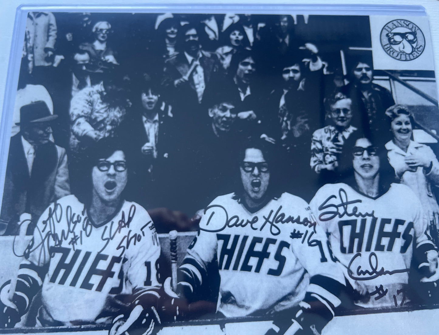 Triple  autographed bench   original 8x10 black ink