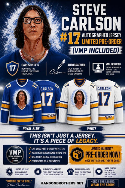 Steve Carlson #17 Autographed Jersey – Limited Pre-Order (VMP Included)