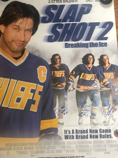 Autographed x3 Slap Shot 2 Rare 1-sheet  Promotional Movie Poster